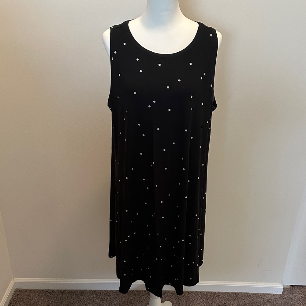 LOFT Plus Black and White Polka Dot Midi Dress 16/18